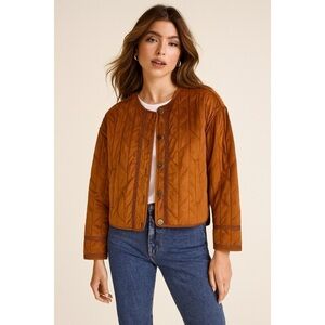 NWT LA Joie Faux Suede Quilted Cropped Jacket